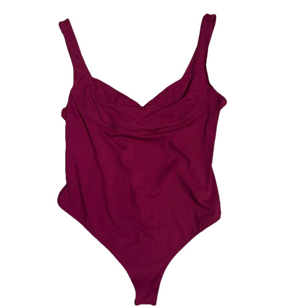 Intimately By Free People Burgundy Square Neck Sleeveless Bodtsuit Size Large